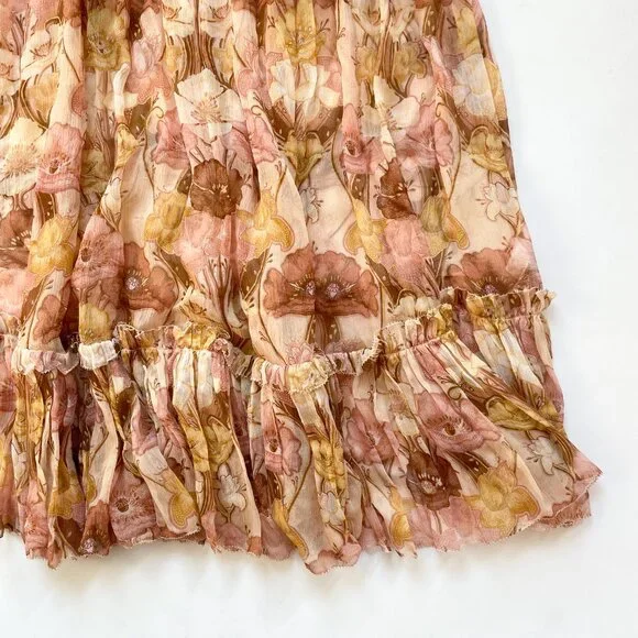 Zimmermann Tempo Flutter Midi Dress Silk Toffee Nouveau Size AU 1 US 6 - Picture 5 of 12